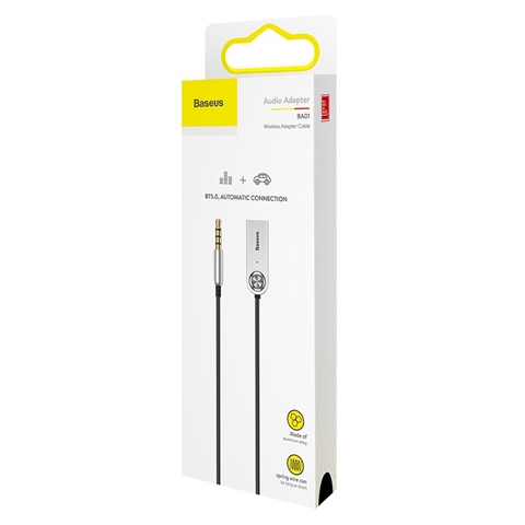 Adaptor bluetooth audio BASEUS 6953156290488AE, mufa Jack 3.5 mm, alimentare USB, negru