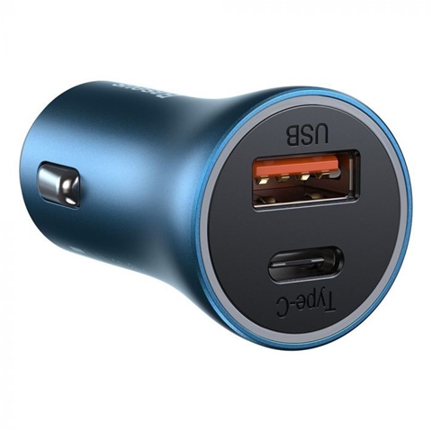 Incarcator auto pentru telefon BASEUS 6953156201941AE, quick charge, albastru, USB si USB Type-C