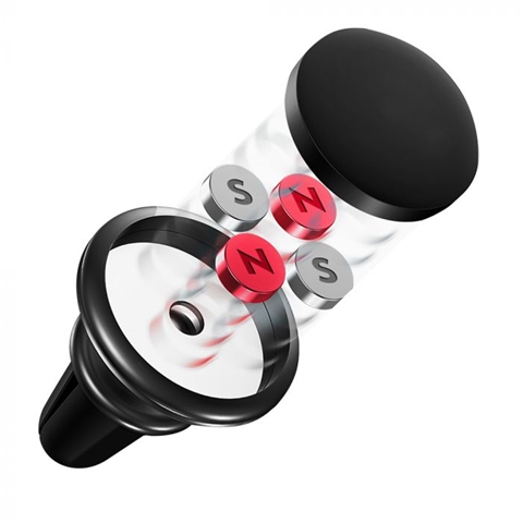 Suport auto magnetic LEMONTTI 6420628078689AE, negru, prindere la sistemul de ventilatie