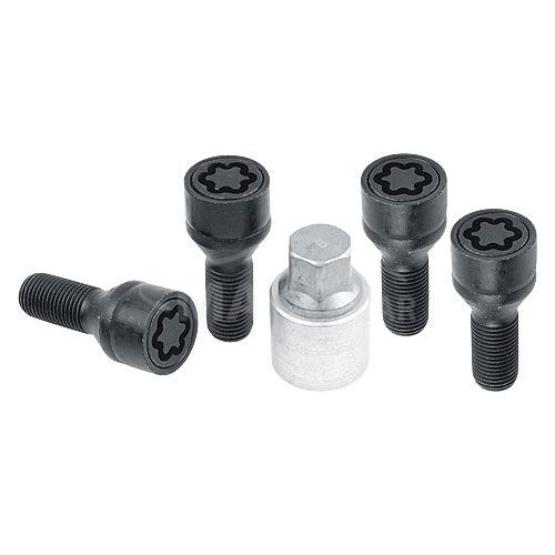 Set suruburi antifurt roti SICUSTAR BVN328, M12 x 1.25 x 28, negre, hexagon, cheie 17, otel zincat