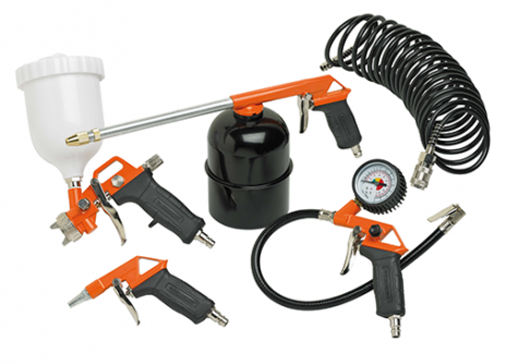 Kit 5 accesorii compresor BLACK & DECKER 9045852BND, pistol de suflat, pistol de umflat, pistol de pulverizare, pistol de vopsit, furtun 5 m